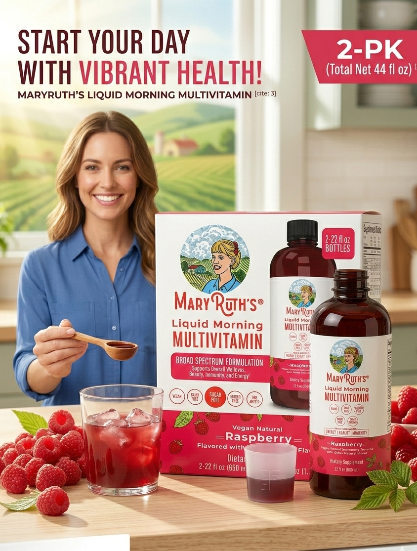 MaryRuth's Liquid Morning Multivitamin, Raspberry, 22 fl. oz., 2 pk.